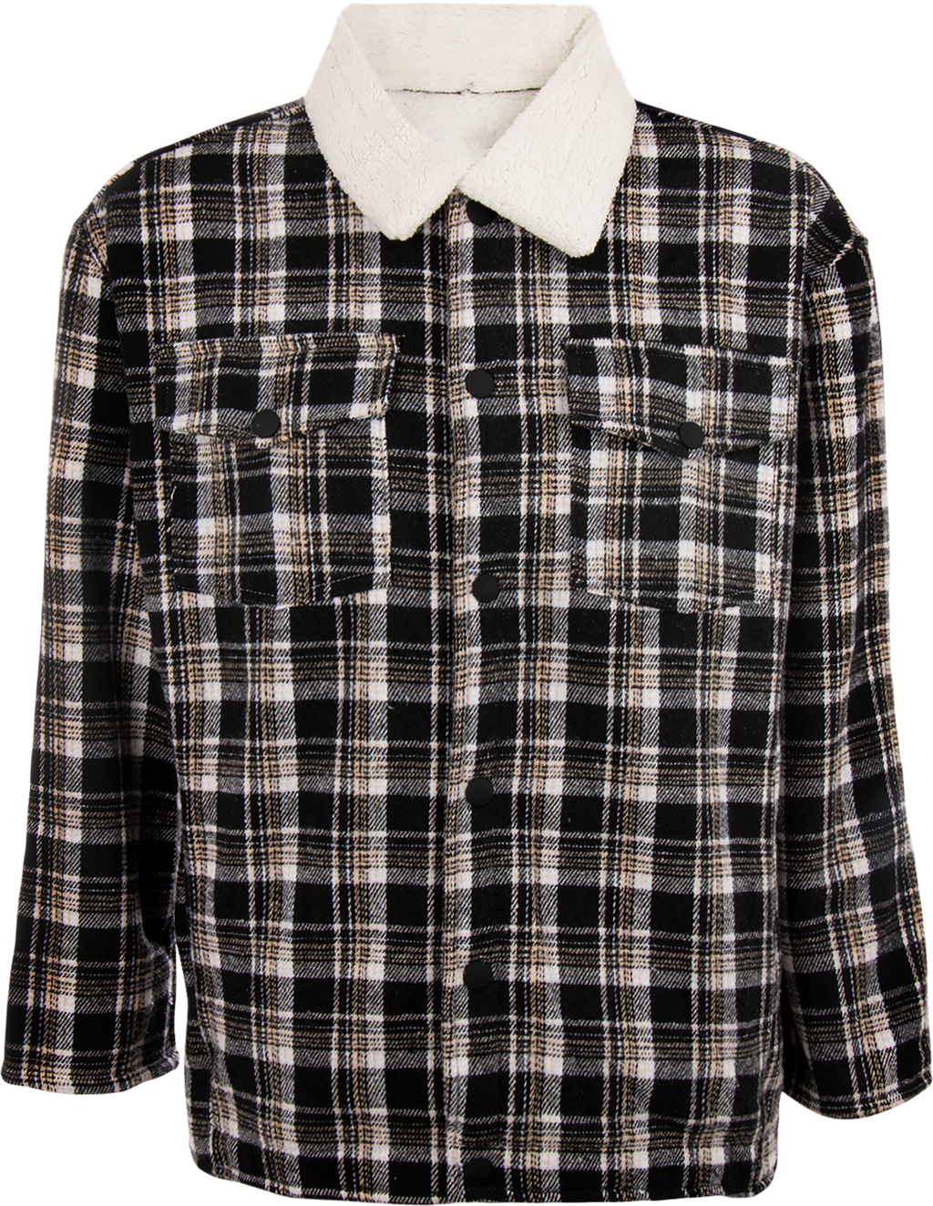 Sobrecamisa Cuadros Negro Interior Sherpa Caballero