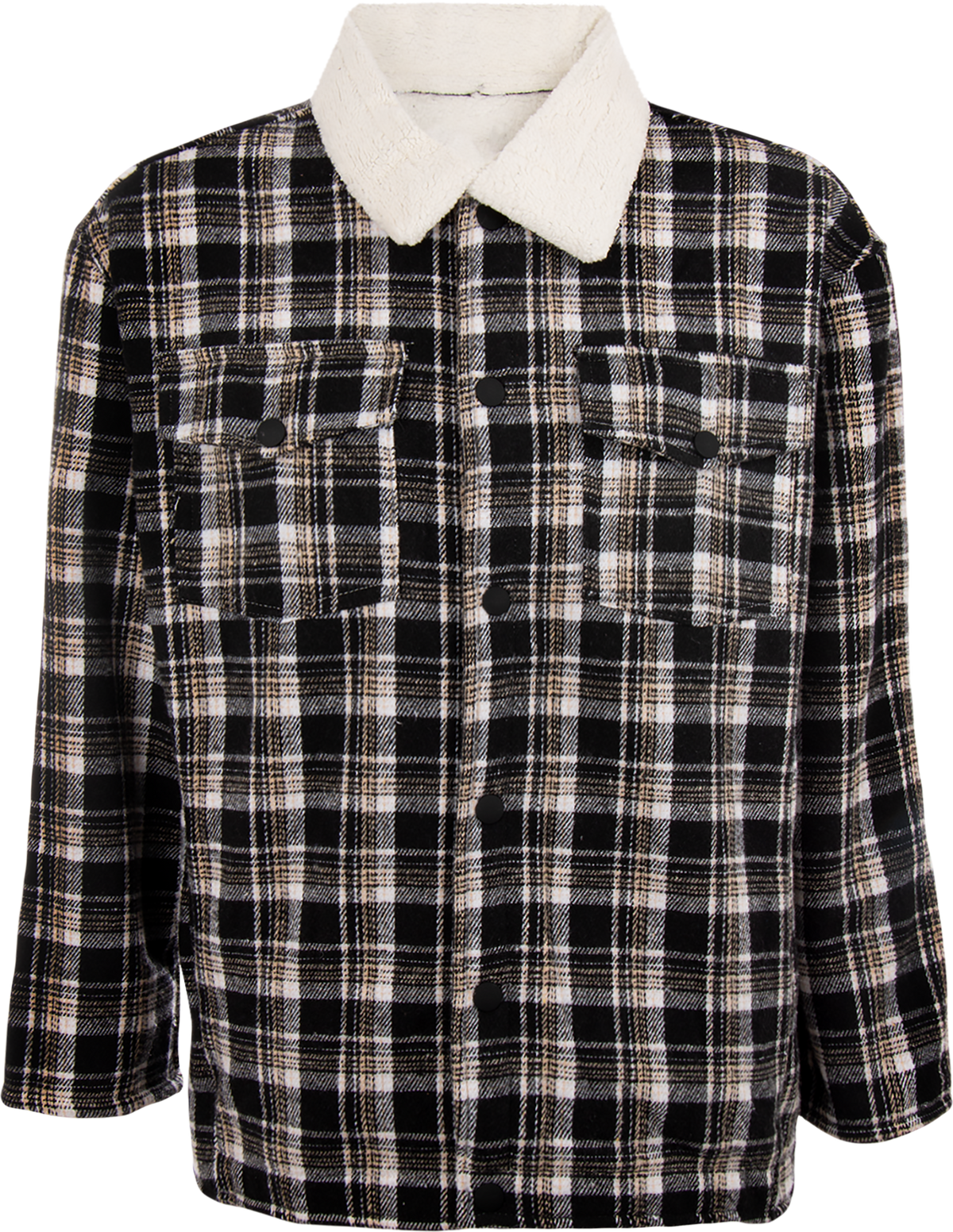 Sobrecamisa Cuadros Negro Interior Sherpa Caballero