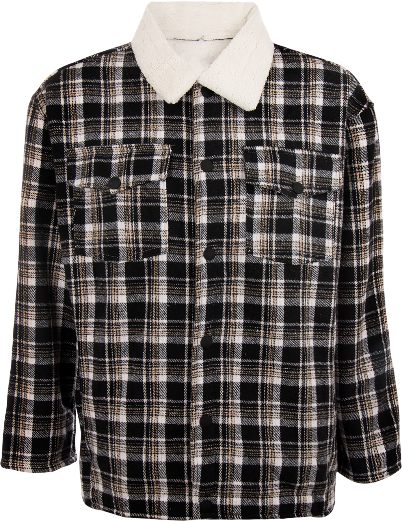 Sobrecamisa Cuadros Negro Interior Sherpa Caballero