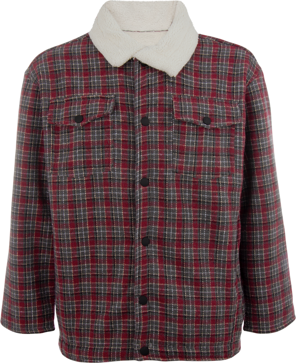Sobrecamisa Cuadros Rojo con Gris Interior Sherpa Caballero