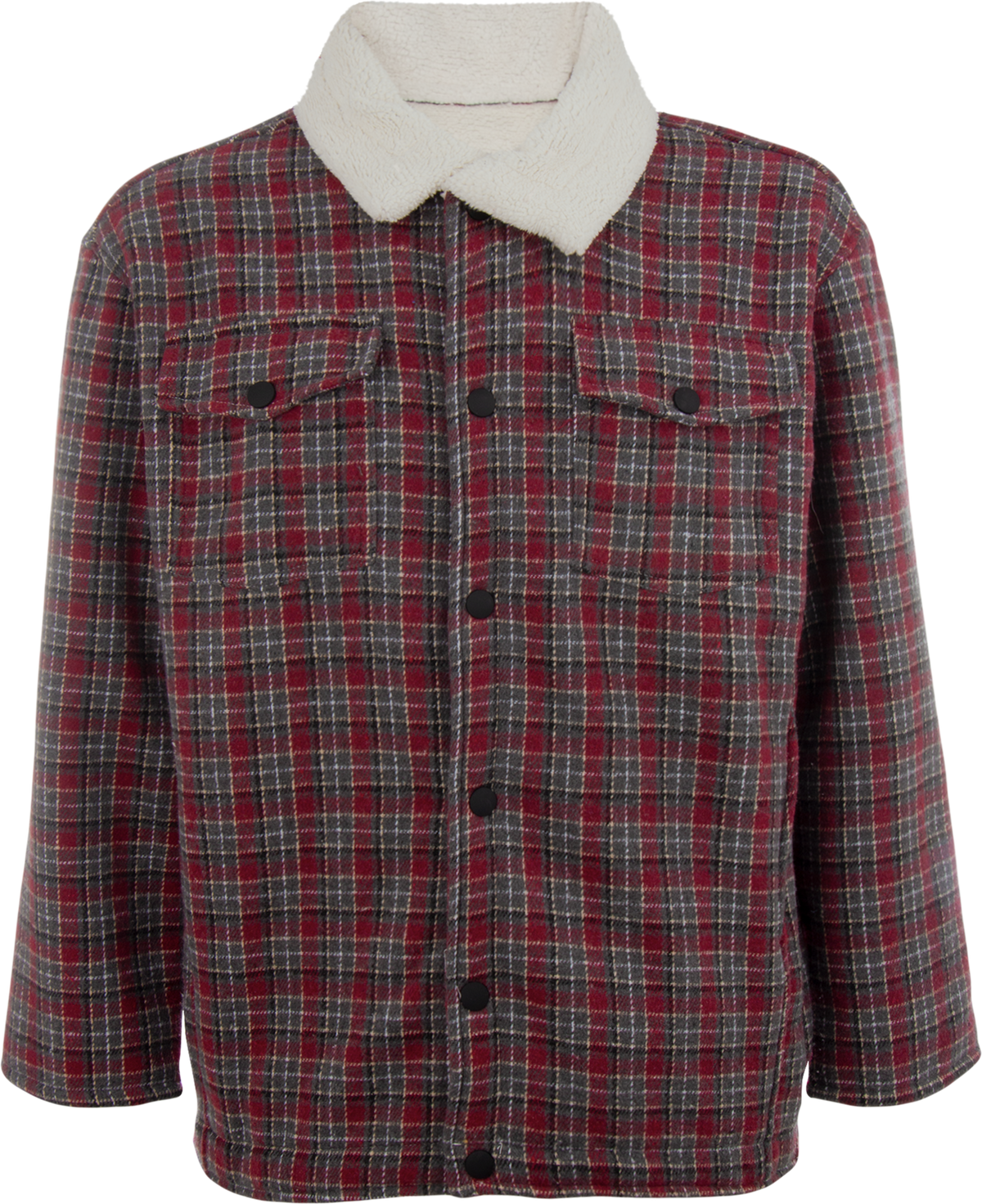 Sobrecamisa Cuadros Rojo con Gris Interior Sherpa Caballero