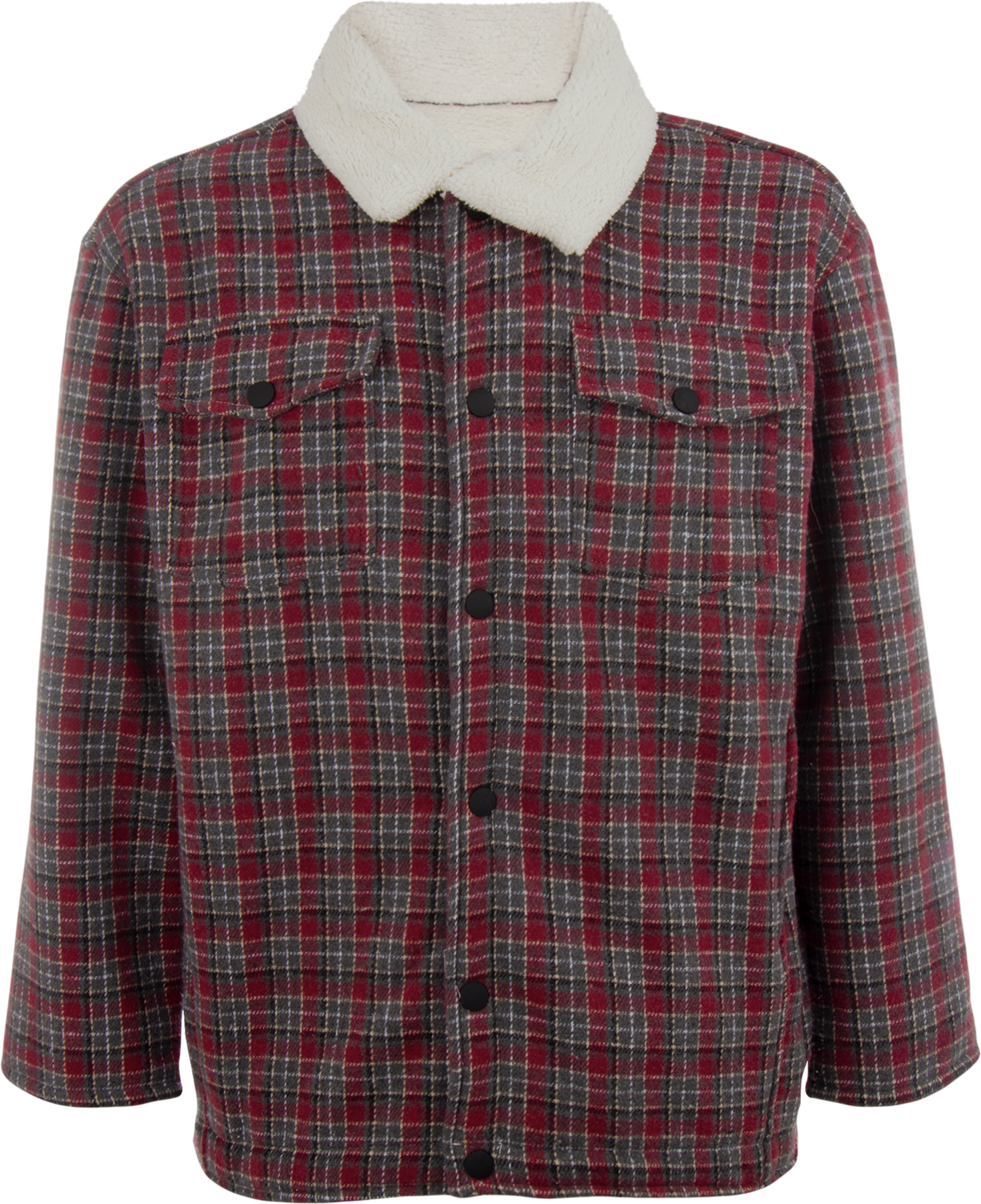 Sobrecamisa Cuadros Rojo con Gris Interior Sherpa Caballero